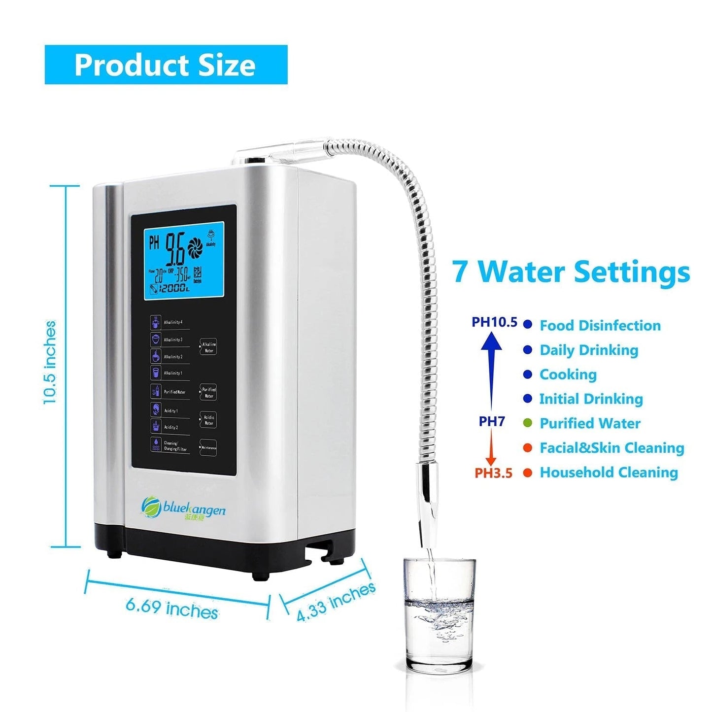 5/7 Plates Blue Kangen Water Ionizer
